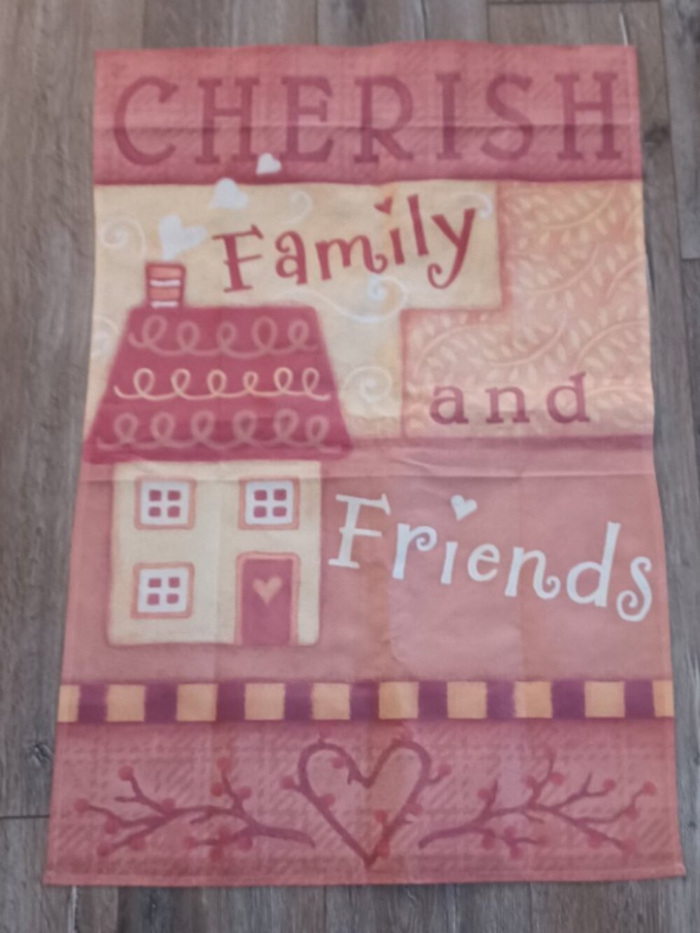 Cherish Family & Friends Flag 39" x 24" Earthy Colors